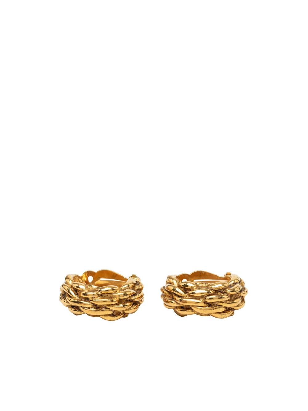 Chanel Gold Plated Braided Hoop Clip On #372074C41B